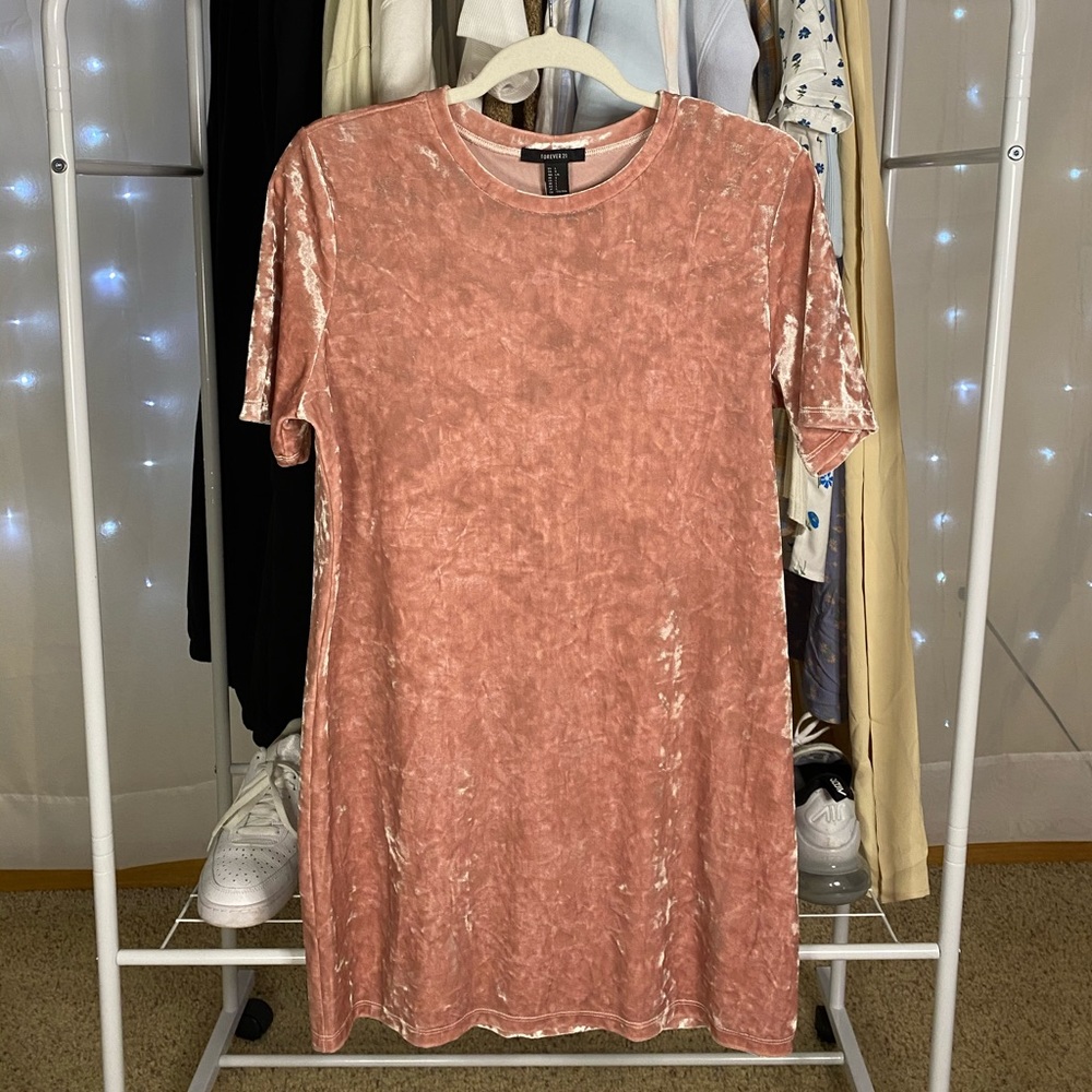 Pink Velvet Tshirt Dress